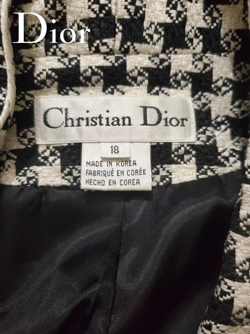 Dior Black & White Houndstooth Blazer